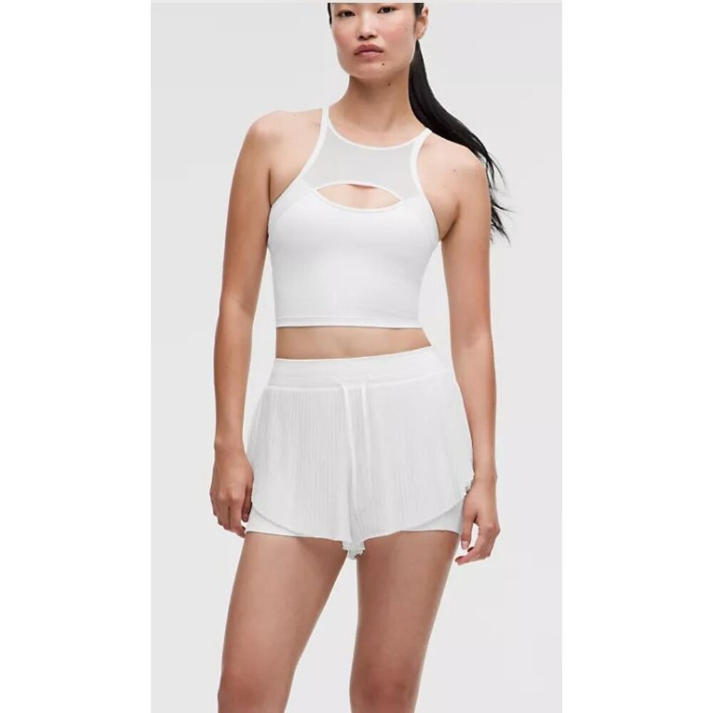 LULULEMON Ace Pleated Tennis Short 2" White Mesh Athletic Women's S NWT
